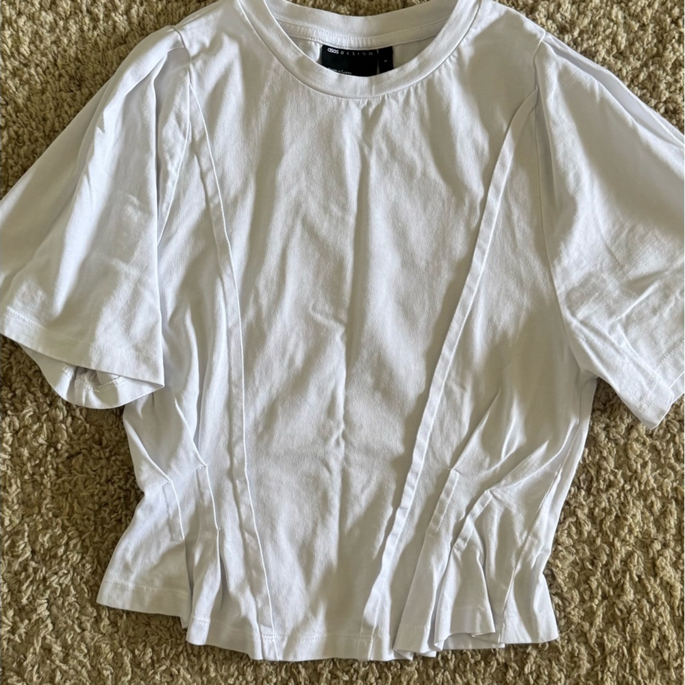 ASOS White Short Sleeve Pleated Tee
